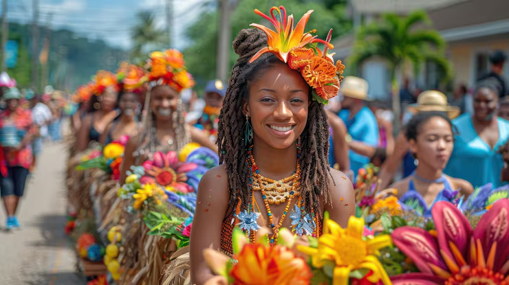 afro carrebian girl smiling